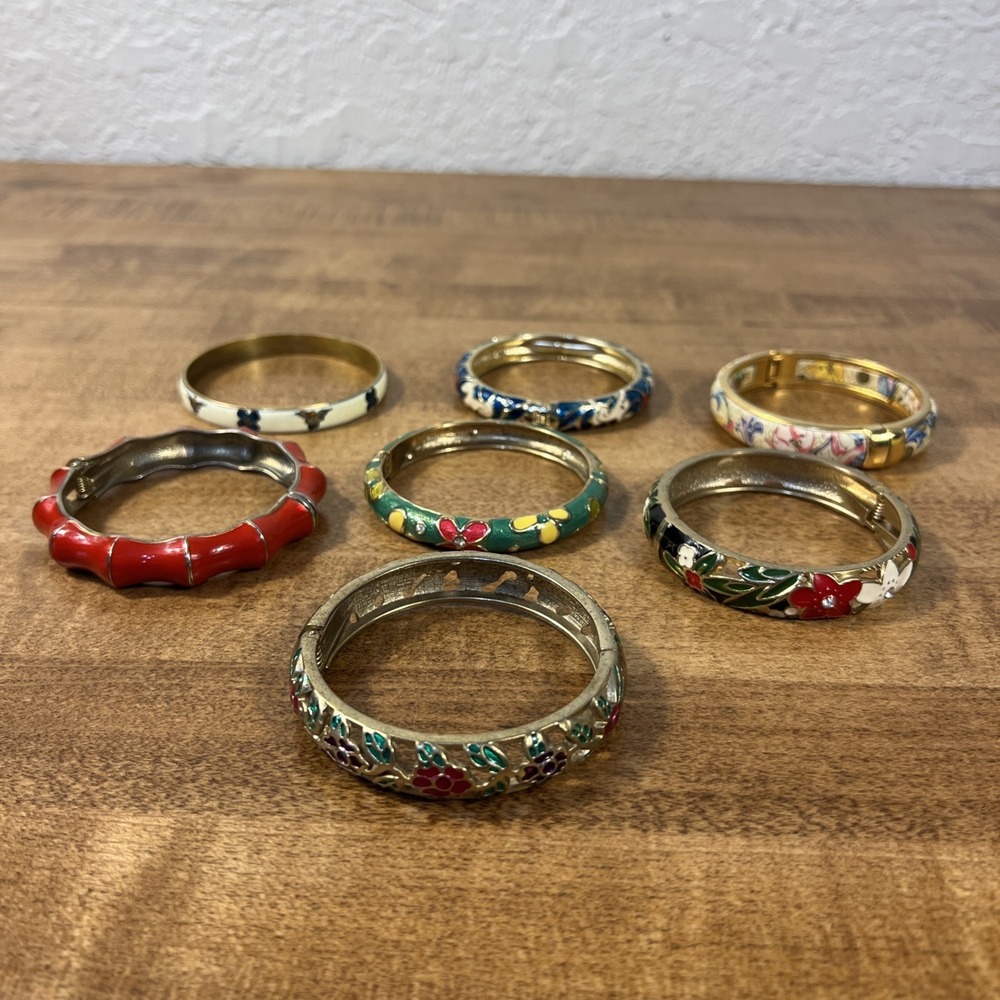 Vintage Clamper Bangle Bracelet Lot Of 7